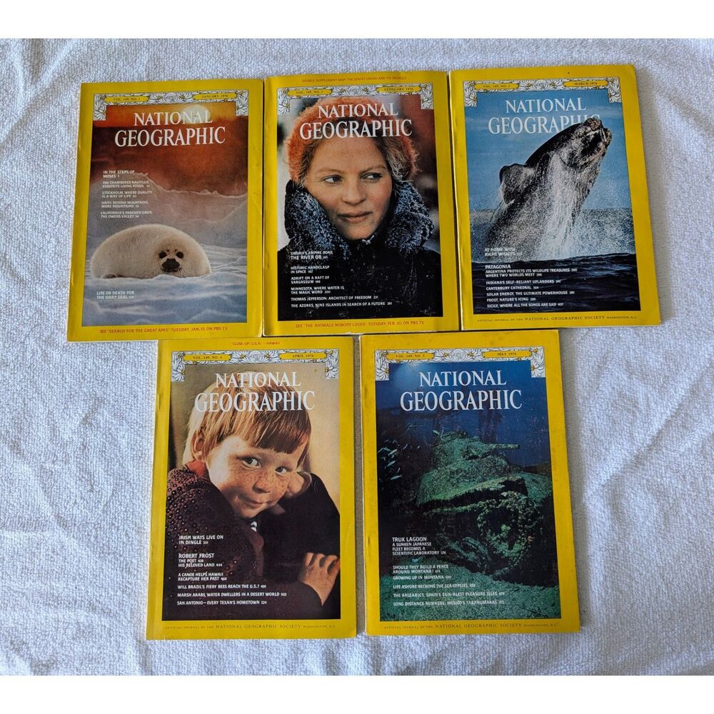 National Geographic Magazine Lot of 5 1976 Jan Feb March April May Vintage